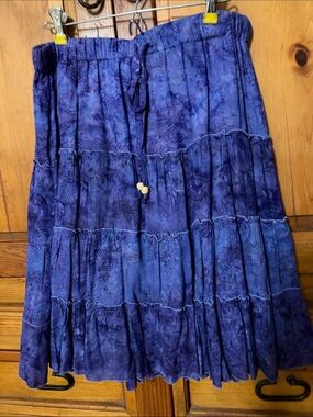 Nomadic Traders Indigo Blue Tiered A-Line Skirt